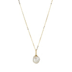A 9kt gold chain necklace with a baroque pearl pendant.