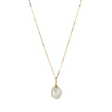 A 9kt gold chain necklace with a baroque pearl pendant.