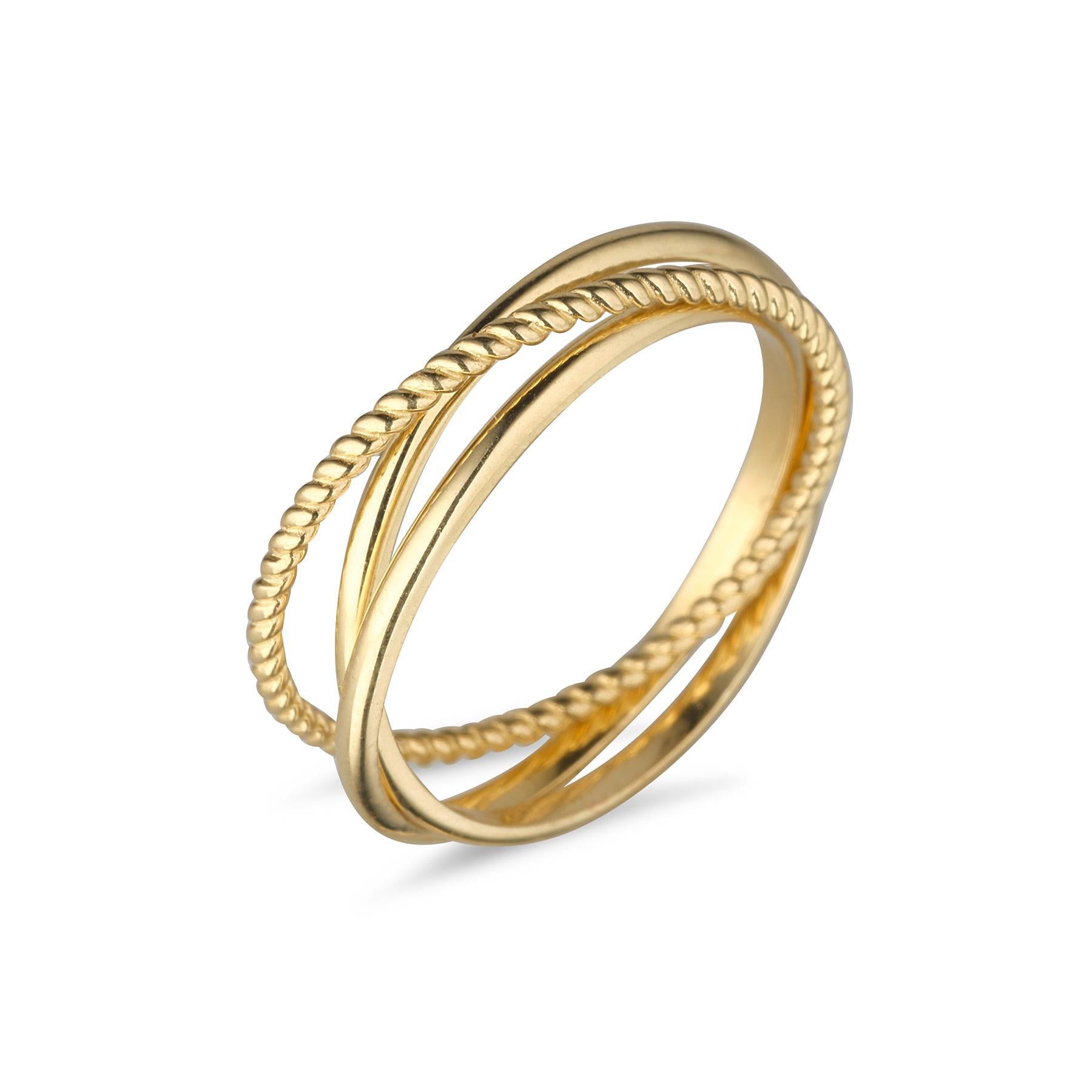 9kt Interlocking Gold Bands Ring – MoMuse