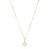 A 9kt gold necklace with a fresh water pearl pendant, designed in Dublin and hallmarked in Assay Office, Dublin Castle.