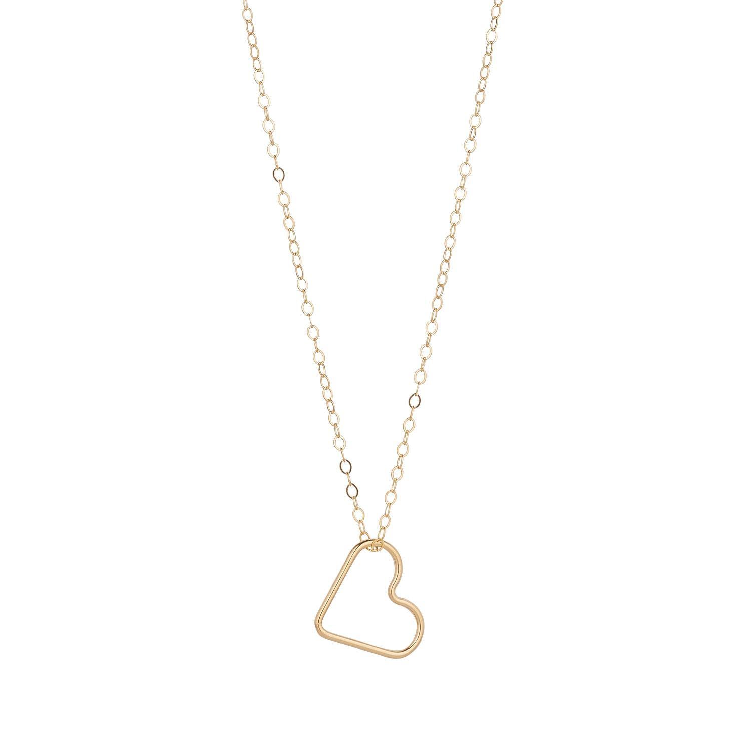 Gold Filled Heart Outline Pendant Necklace