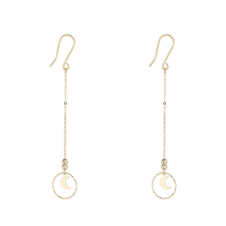 9kt Gold Star & Circle Chain Earrings