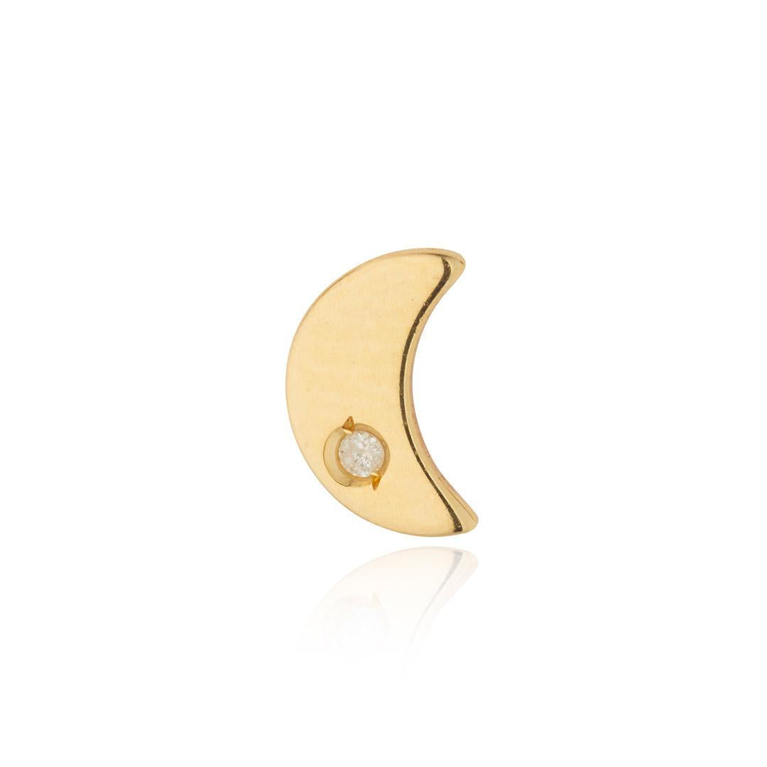 9kt Gold Moon & Diamond Stud Earrings