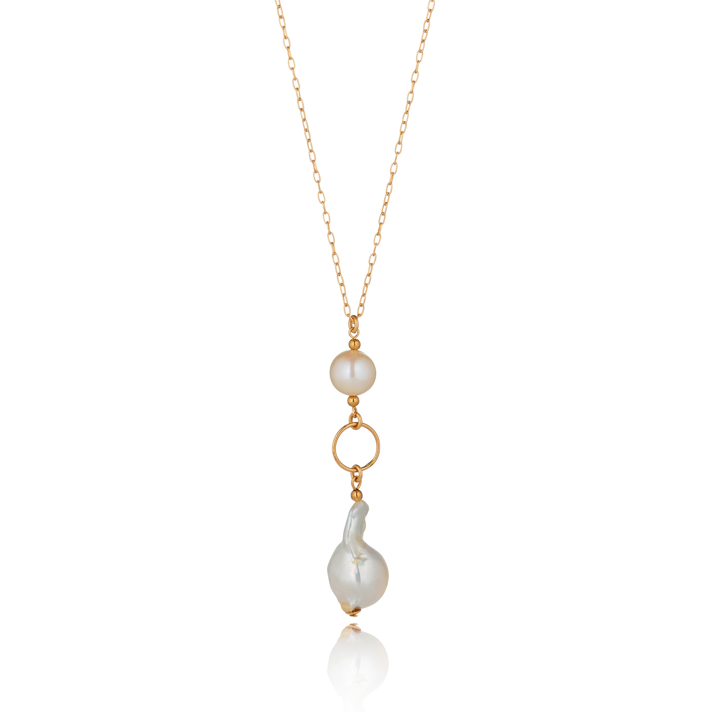 MoMuse 14kt Gold Filled Long Baroque Pearl Necklace