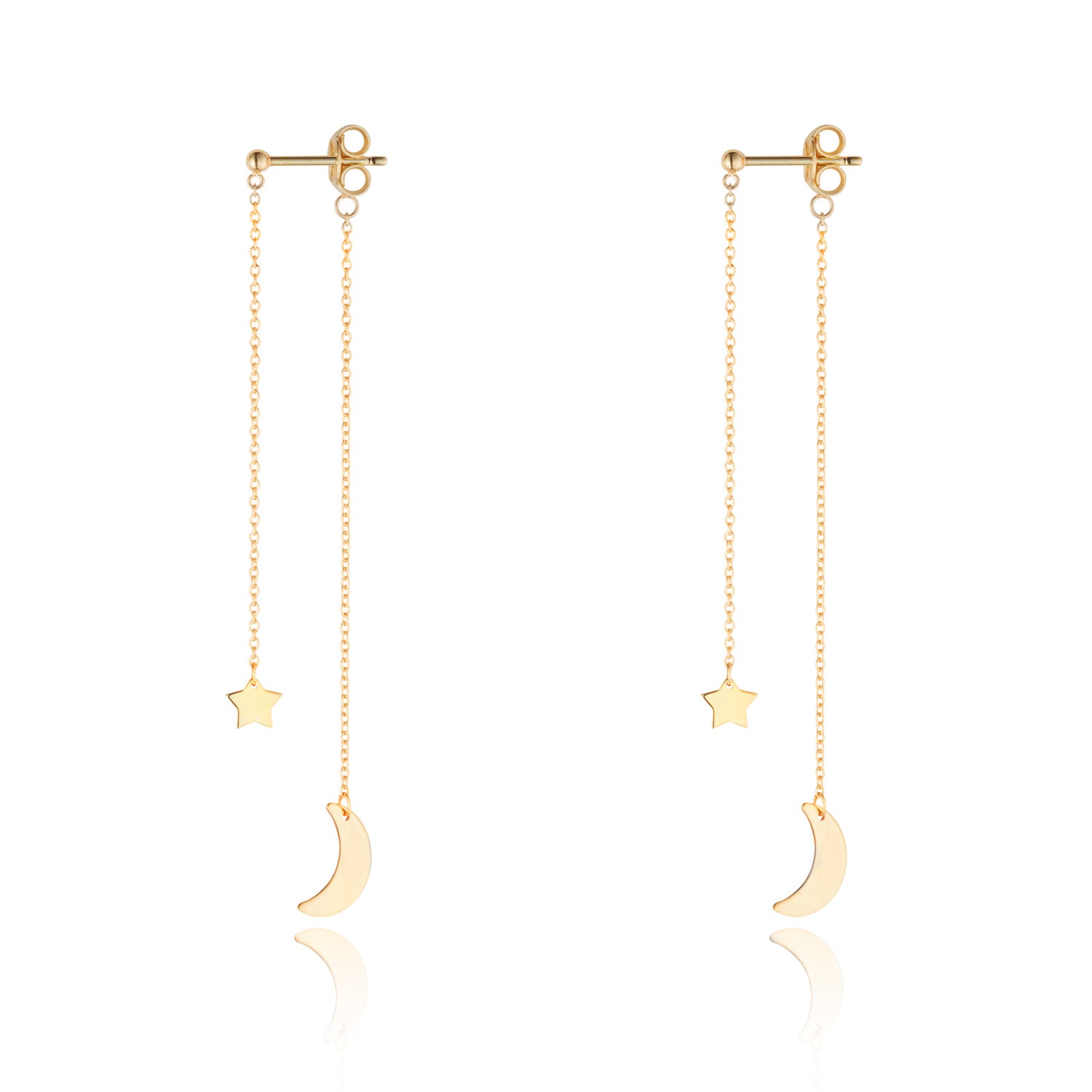 9kt Gold Moon & Star Earrings - MoMuse Jewellery