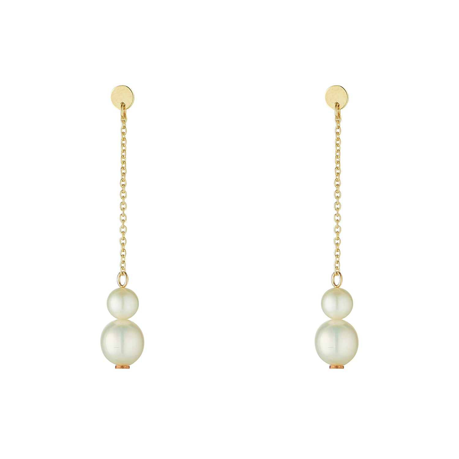 9kt Gold Double Pearl Drop Earrings