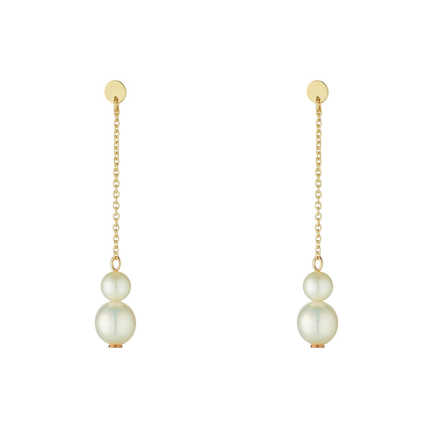 9kt Double Pearl Drop Earrings