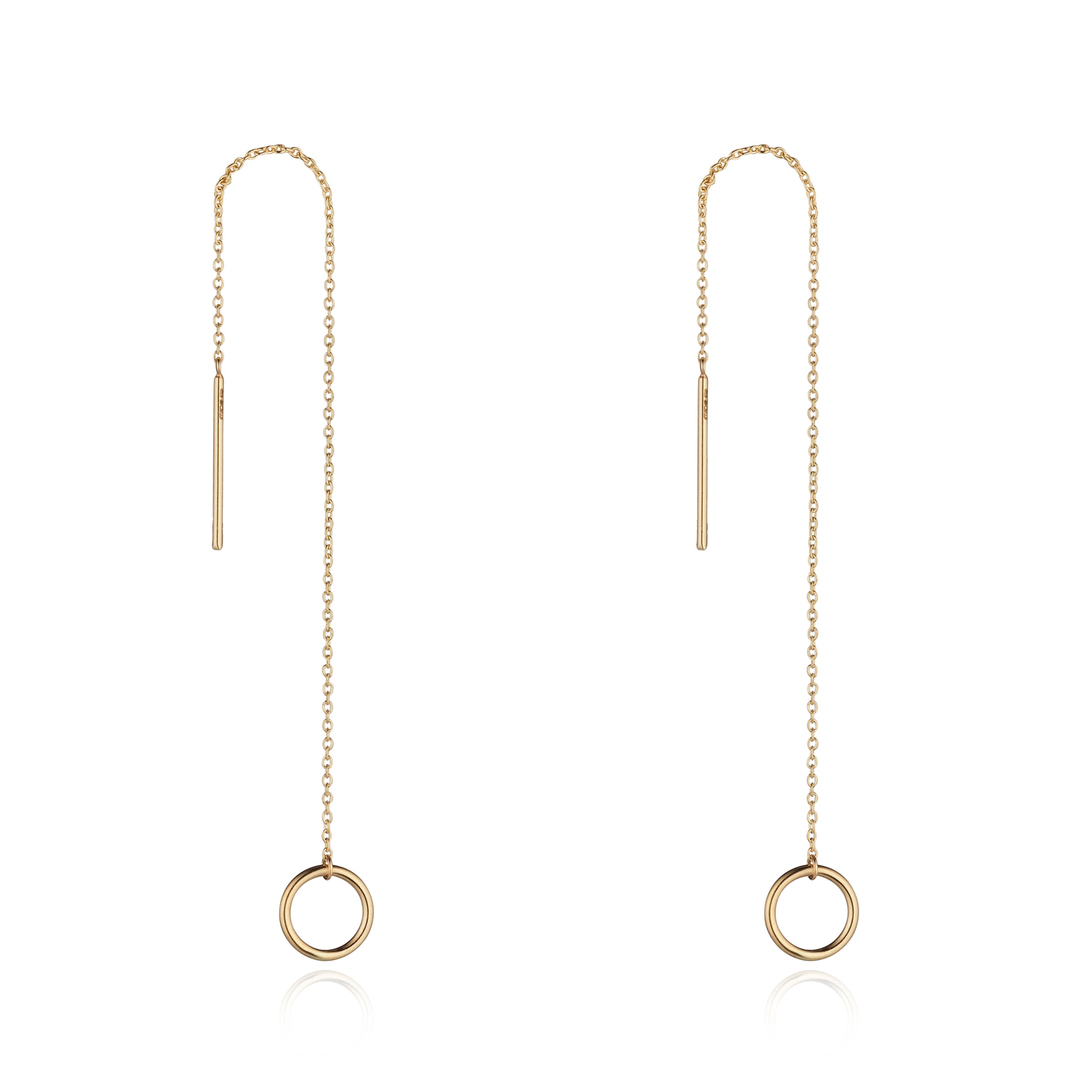 9kt Gold Circle Threader Earring - MoMuse Jewellery