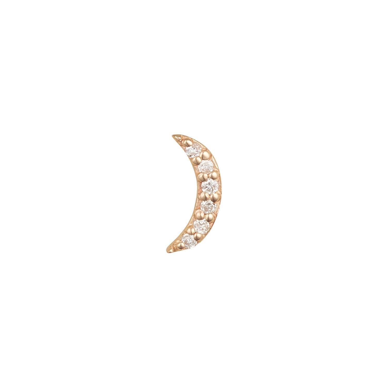 9kt Gold Diamond Moon Stud Earrings