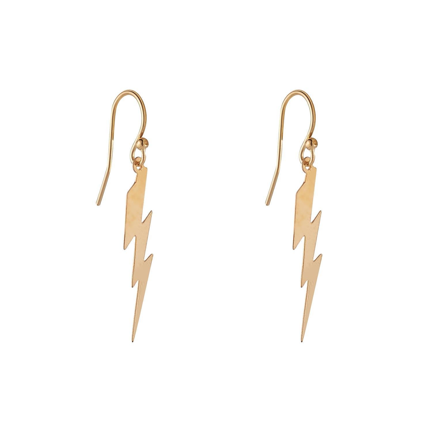 Gold Filled Large Lightning Bolt Drop Earrings – MoMuse