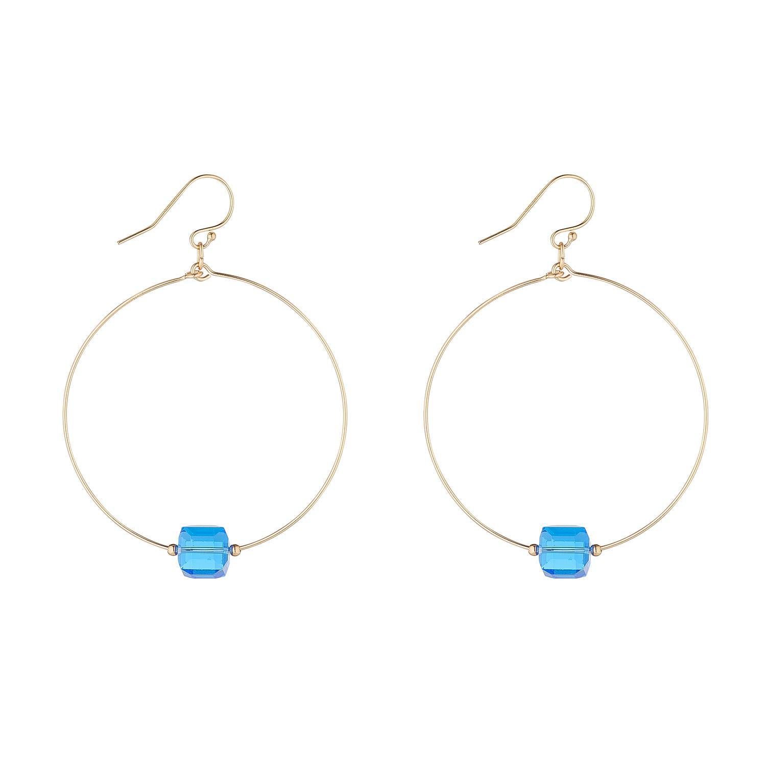Blue crystal hoop earrings on sale