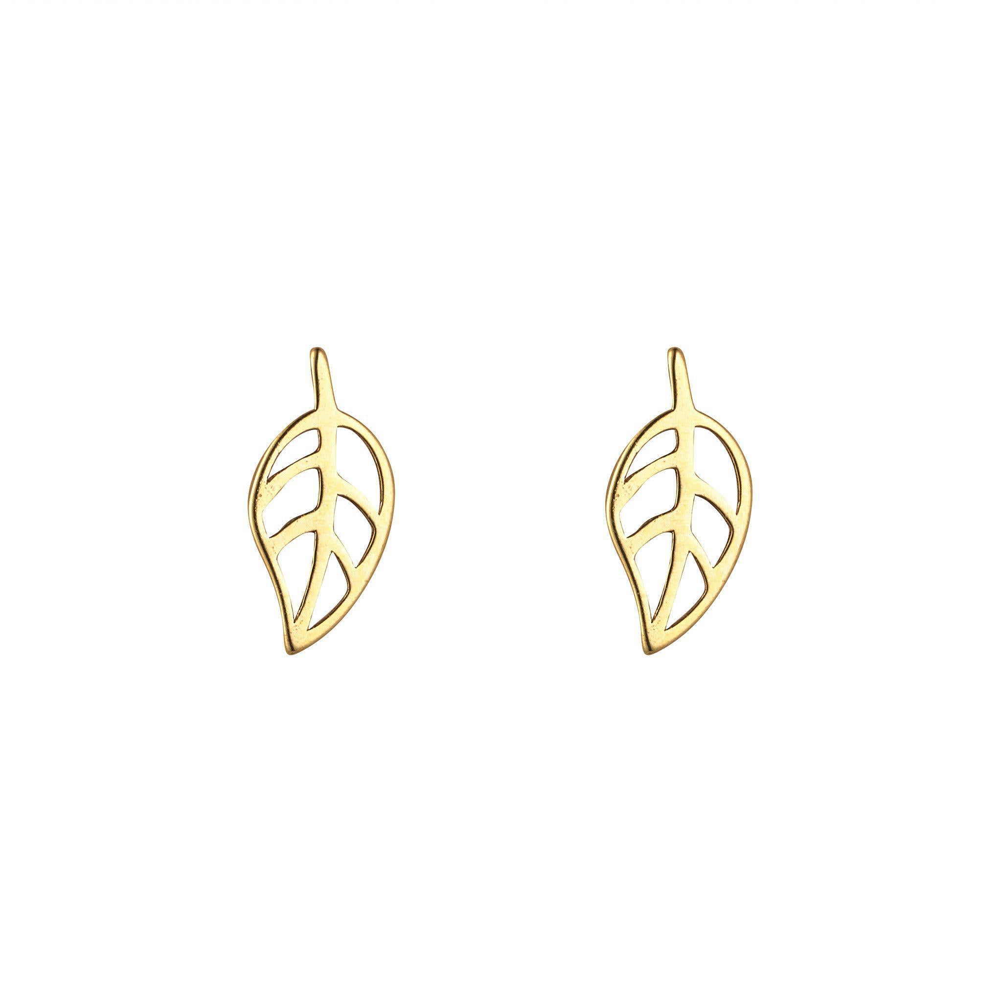 A pair of 9kt gold leaf-shaped stud earrings
