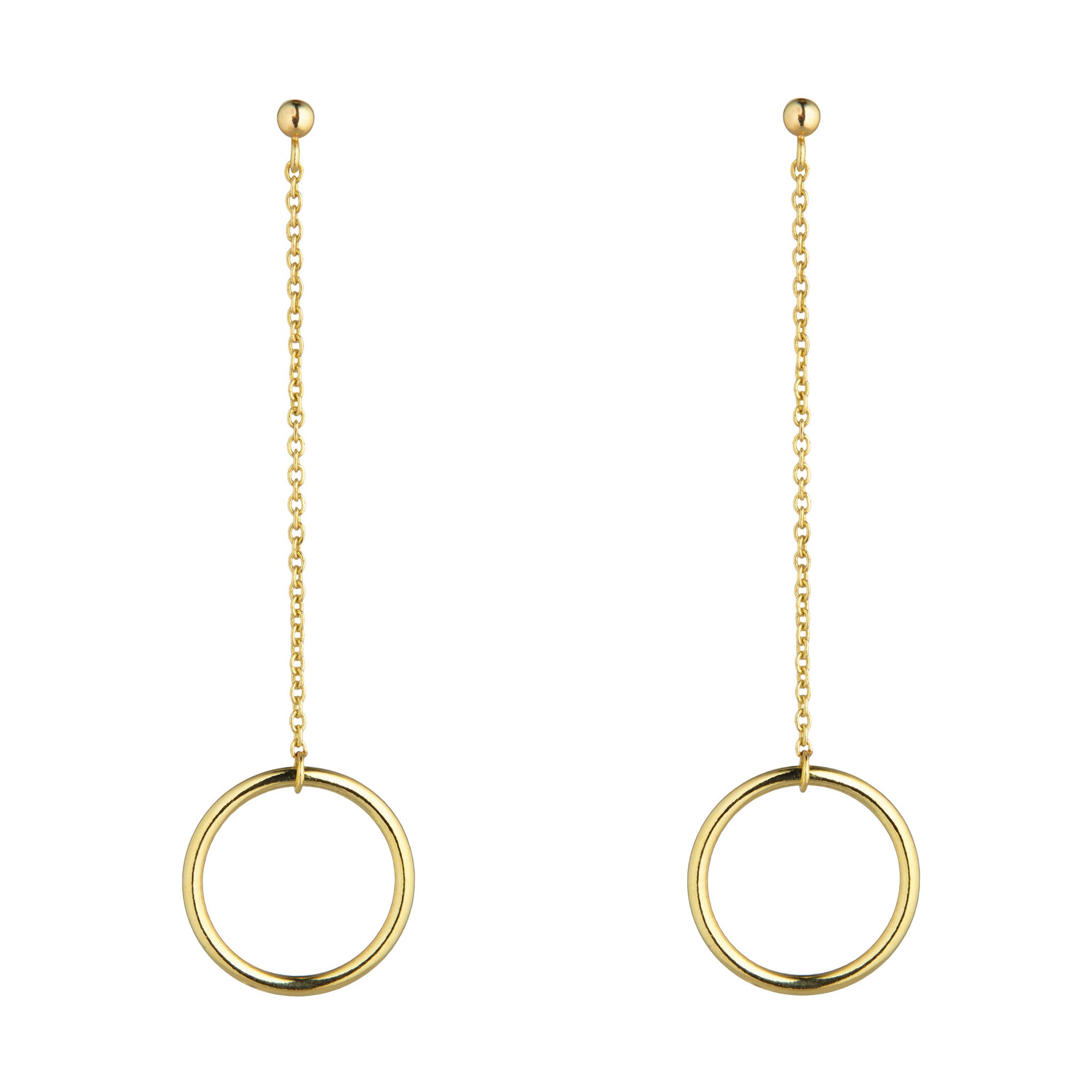 9kt Gold Circle Chain Drop Earrings - MoMuse Jewellery