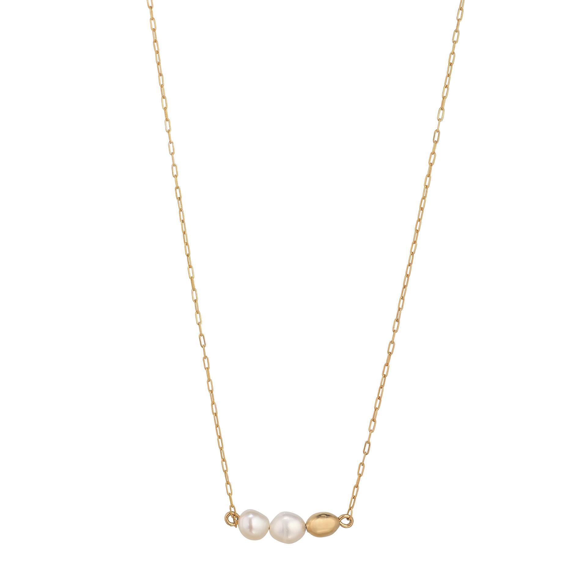 bean and baroque pearl pendant on gold filled chain