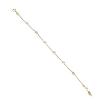 A  9kt gold bracelet featuring multiple baroque pearls, with a clasp, on a white background.