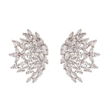 White Fireburst Cubic Zirconia Stud Earrings