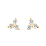 Three Diamond Clover Stud Earrings in 18kt Yellow Gold - Signature Collection