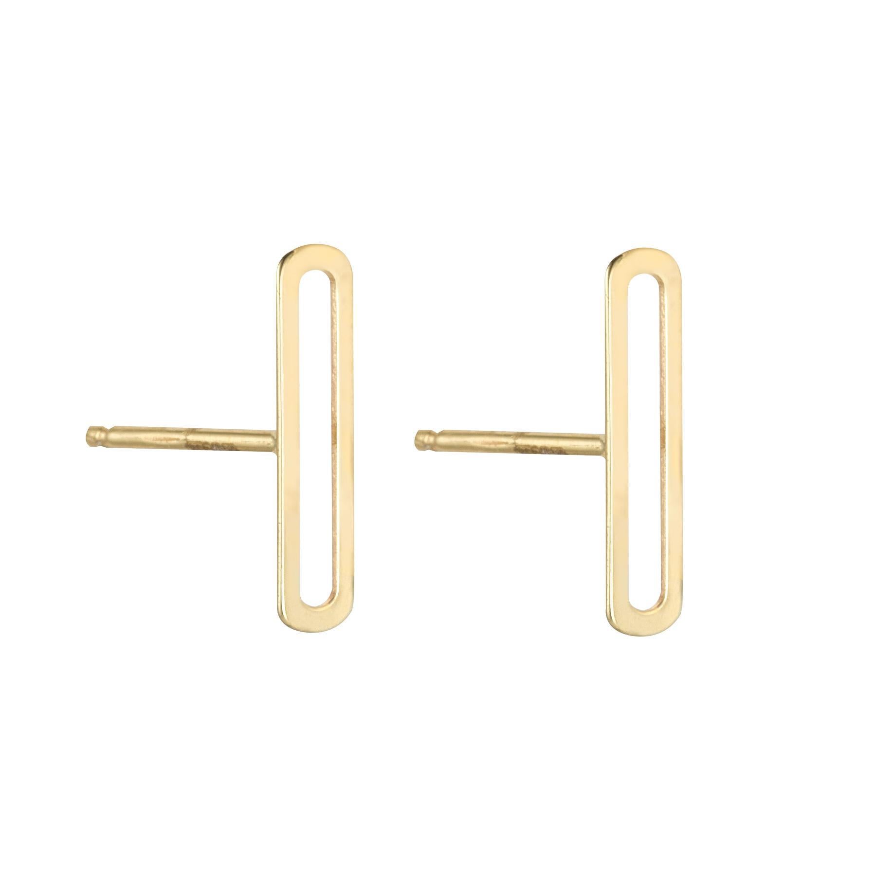 9kt Gold Mini Open Rectangle Stud Earrings