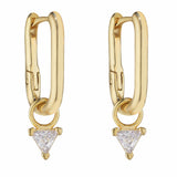 Gold Filled CZ Triangle Charm Rectangular Earrings