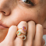 Pink Sapphire Circle Ring in 18kt Yellow Gold - Petite Serendipity Ring