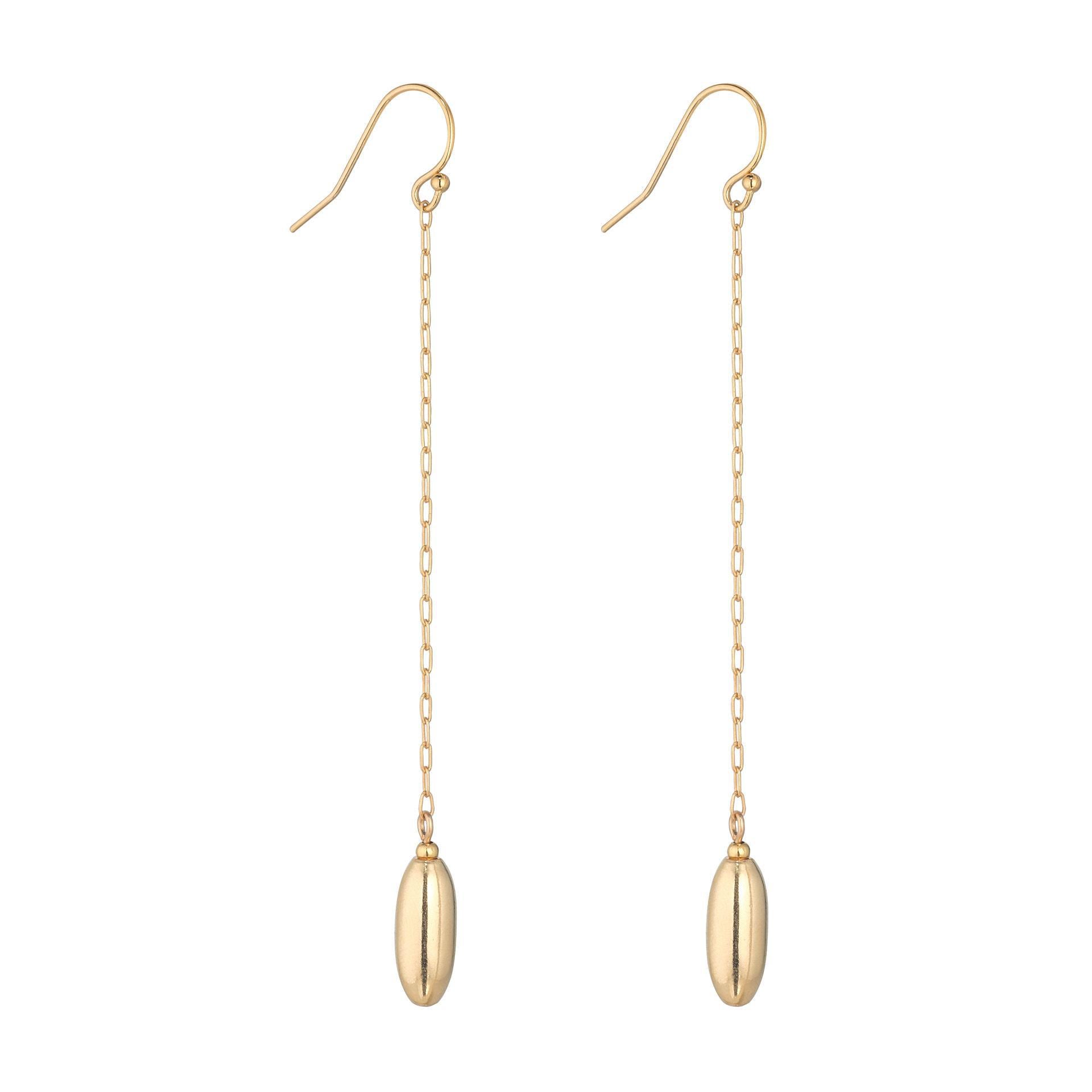 Gold filled Bean chain drop earrings