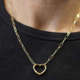 Gold Filled Paperclip Necklace with Heart Clasp