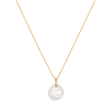 Keshi Pearl (AAA) & Diamond Pendant Necklace in 18kt Yellow Gold - 'Moon Tide'