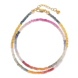 Gold Filled 3mm Natural Rainbow Sapphire Double Bracelet/Choker