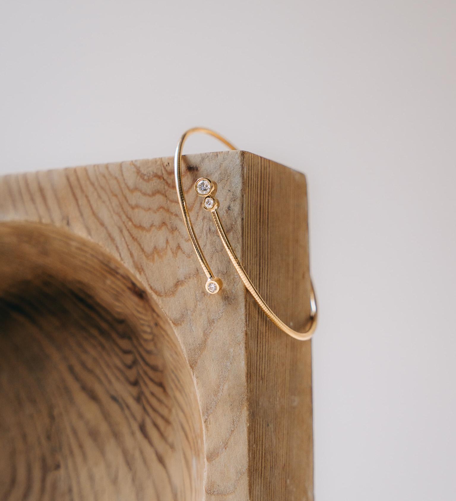 Three Bezel Diamond Bangle in 18kt Yellow Gold - Solstice Collection
