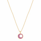 Pink Sapphire Circle Necklace in 18kt Yellow Gold - Petite Serendipity Pendant