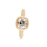 2.10ct Old Mine Cushion Cut Bezel Ring in 18kt Yellow Gold - Signature Collection