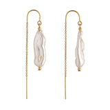 Gold Filled Half Threader Earrings with Keshi Pearl