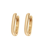 9kt Gold Cushioned Rectangle Hoop Earrings - 10x15mm