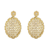 Sterling Silver Gold Plated Cubic Zirconia Lace Earrings - Venezia Collection