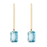 Gold Filled Flat Bar & 16mm Aquamarine Crystal Drop Earrings