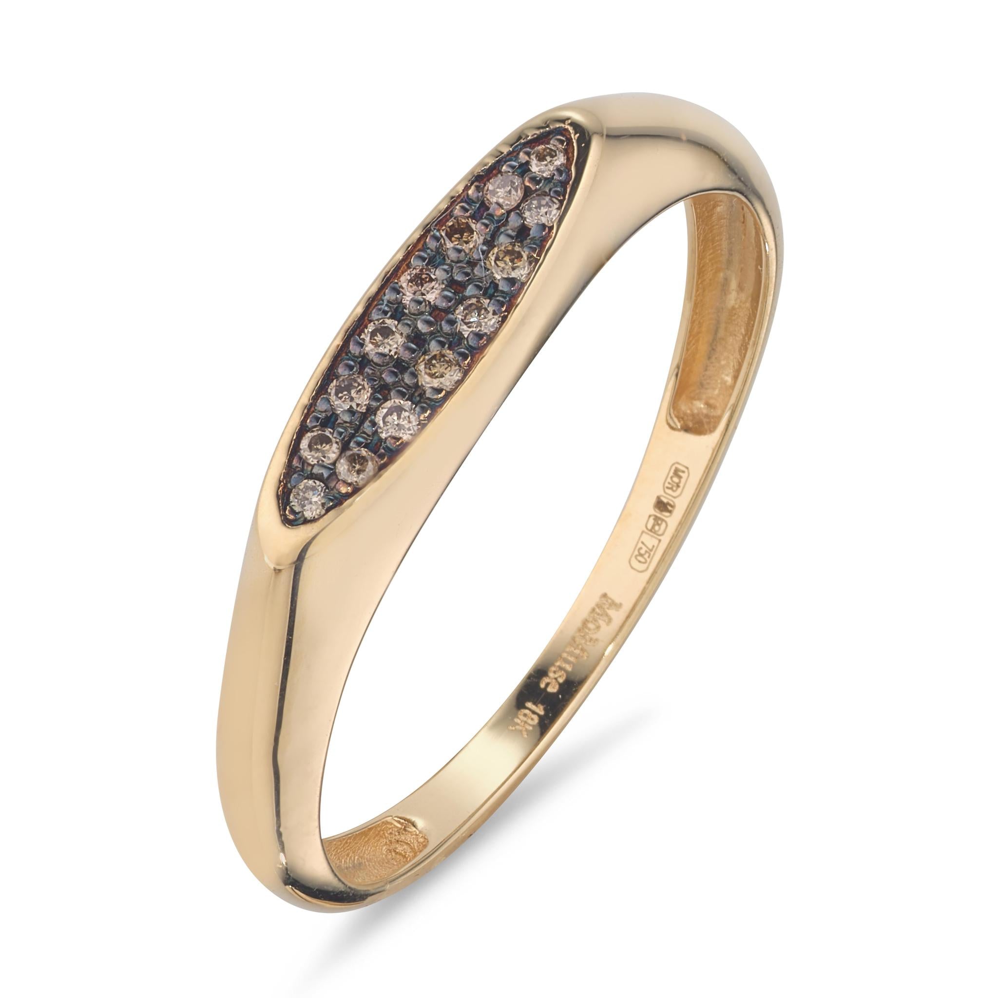 An 18kt yellow gold ring featuring a large oval with cognac diamonds and black rhodium detailing.