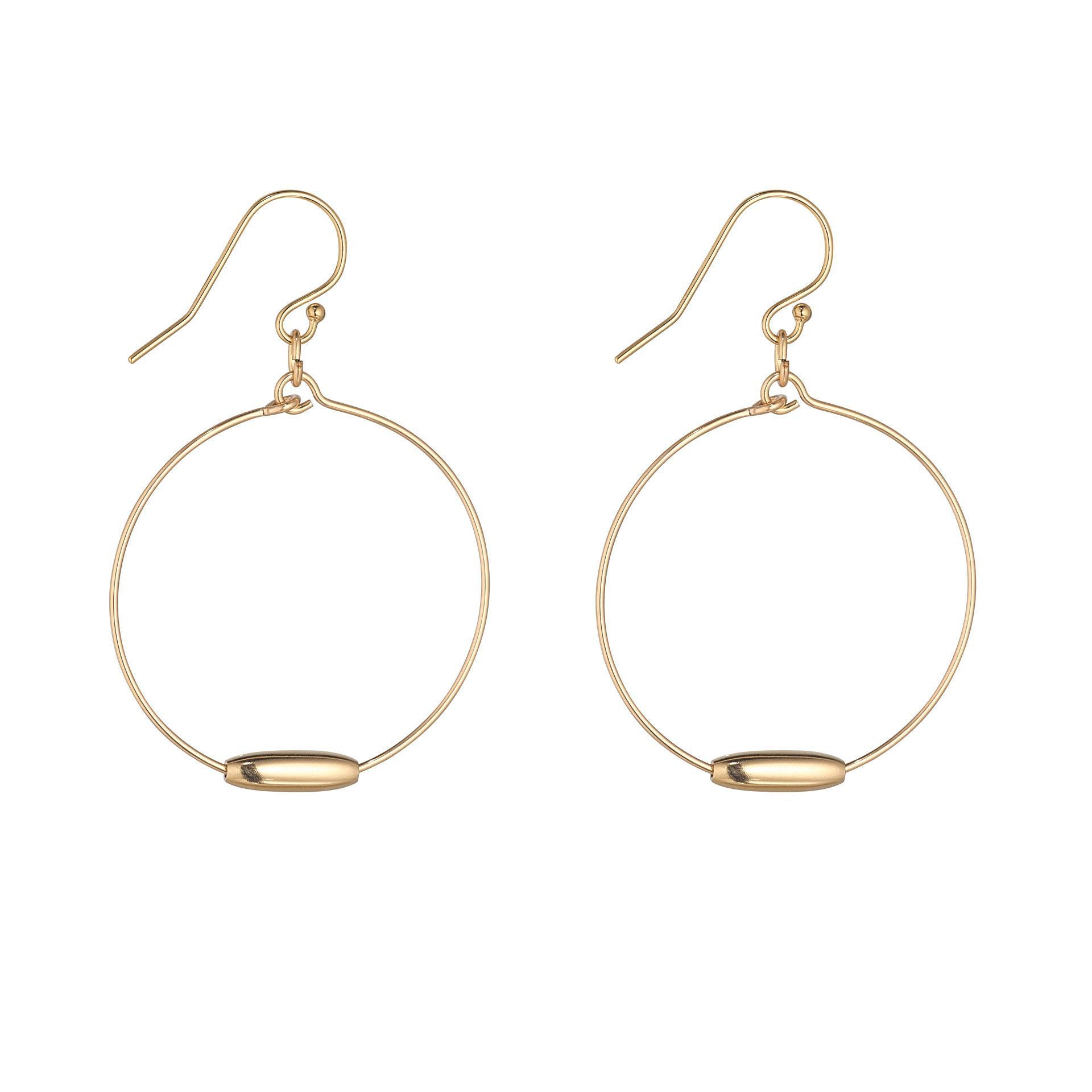 Gold Filled bean small hoop earrings
