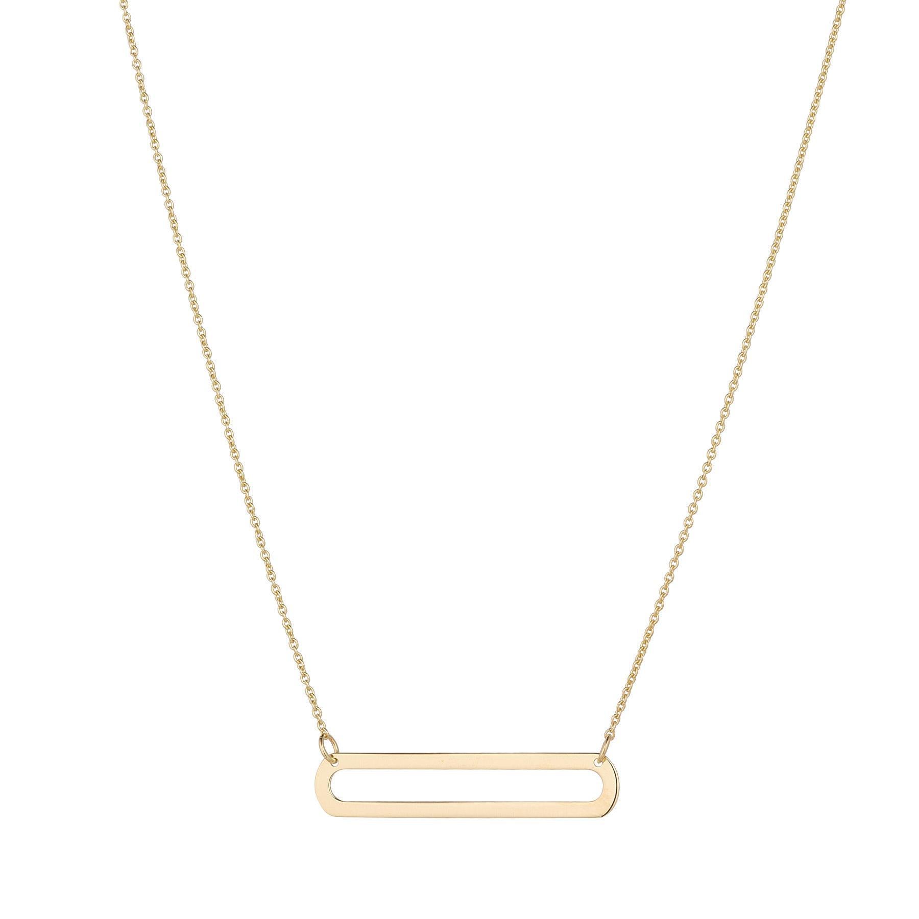 9kt large open rectangular necklace 