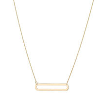9kt large open rectangular necklace 