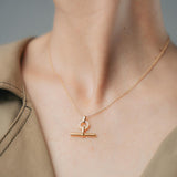 T-Bar and Diamond Pendant in 18kt Yellow Gold by MoMuse