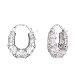 White Dome Cubic Zirconia Clip Hoop Earrings