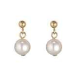 Gold Filled Ball Stud with Round Pearl Earrings