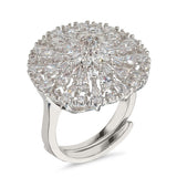 White Gold Plated Crystal Pave Circle Cocktail Ring