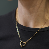 Gold Filled Paperclip Necklace with Heart Clasp
