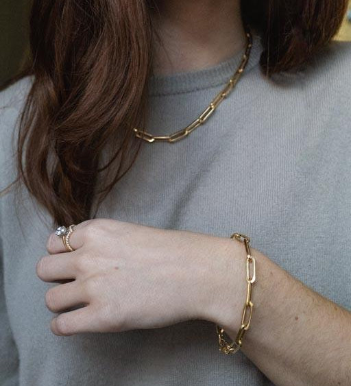 9kt Gold Chunky Paperclip Bracelet
