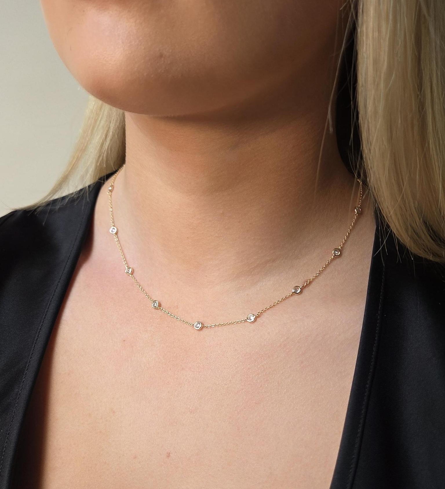 Gold Plated Cubic Zirconia Necklace 18"