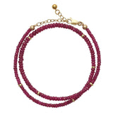 Ruby Pigeon Blood Beaded Double Bracelet Choker 15"