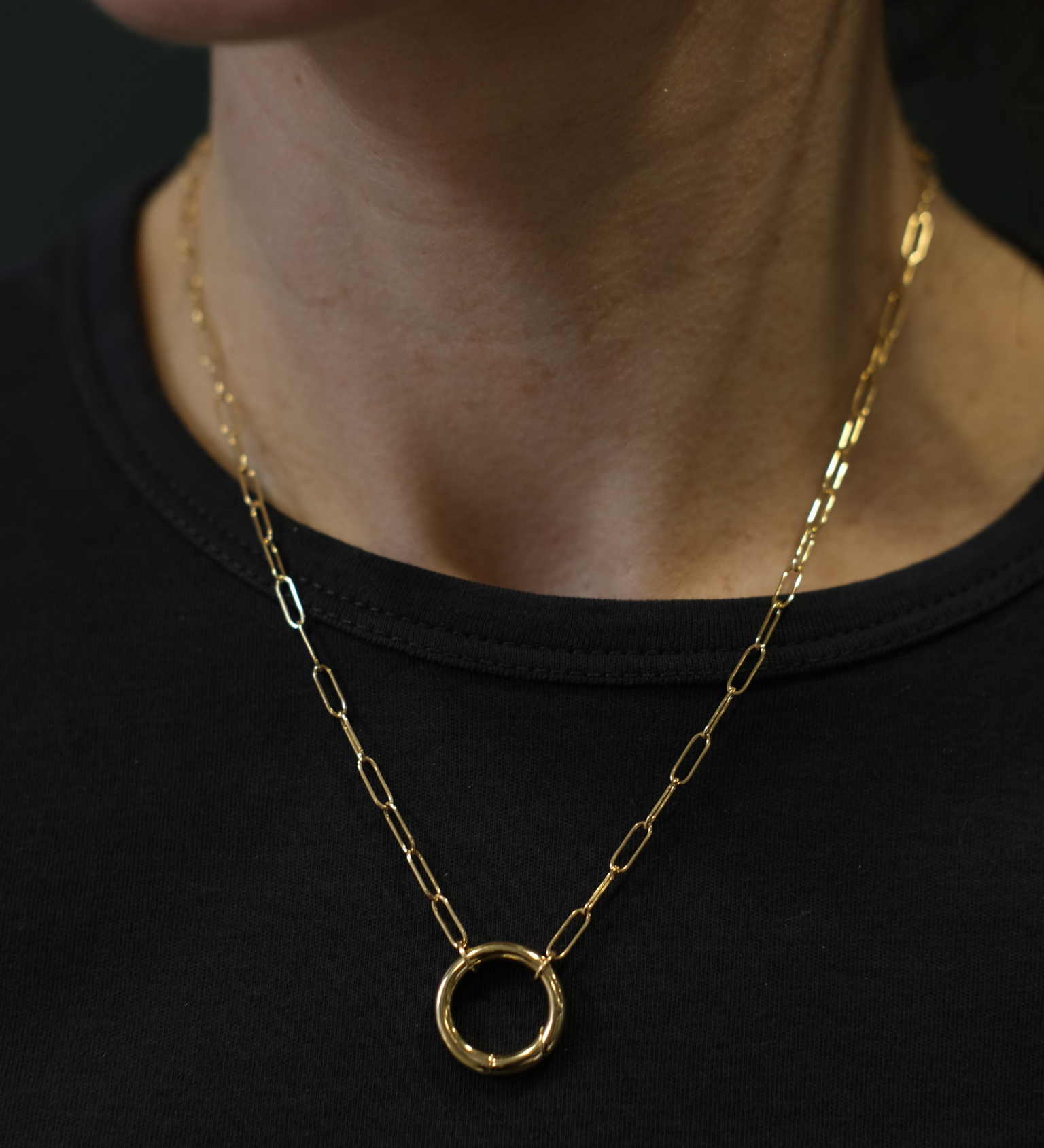 Gold Filled Paperclip Necklace with Circle Clasp