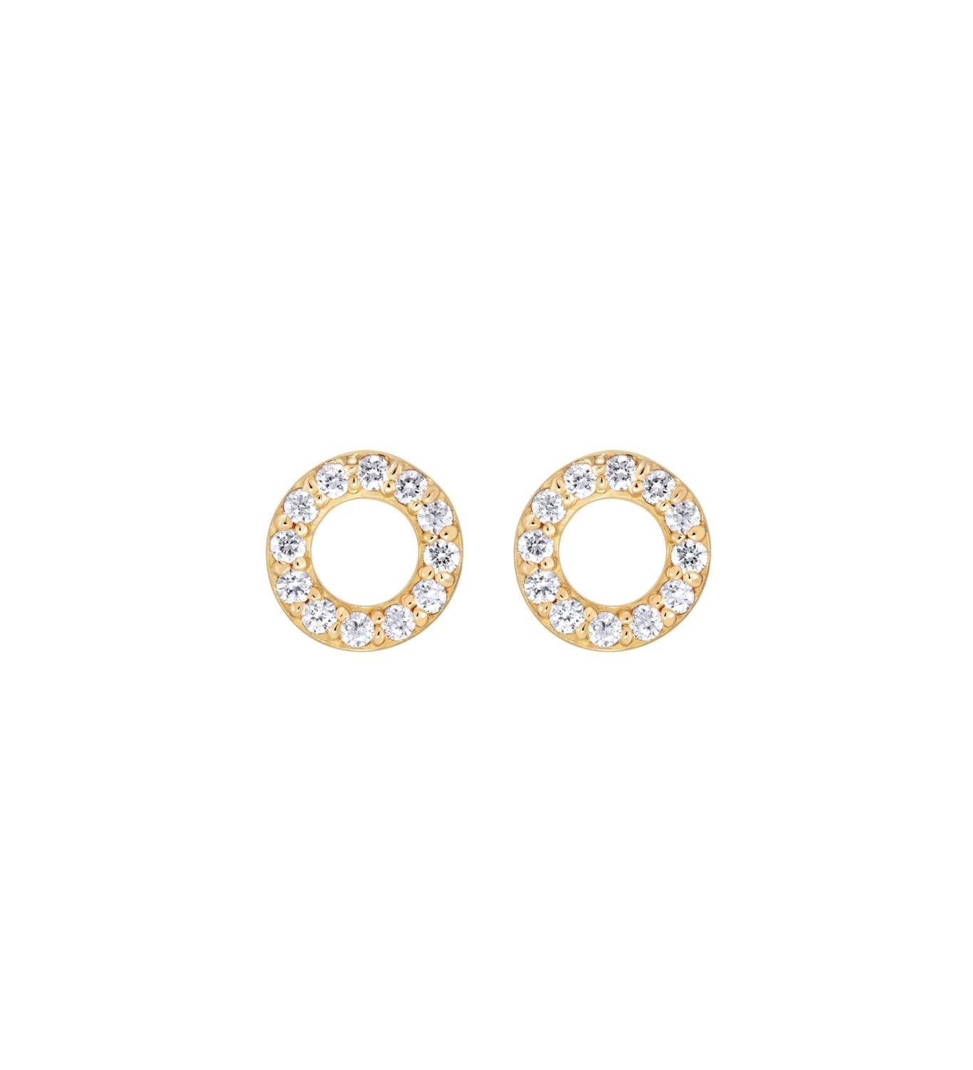 18kt Gold Diamond Circle Stud Earrings - Signature Collection