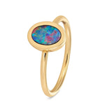 Oval Opal Bezel Ring in 18kt Yellow Gold - 'Night Sky Collection'